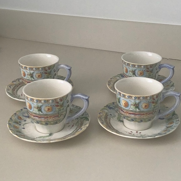 COPY - COPY - Vintage Gien French China 4 Cups and 4 Saucers/ Tea Set - Picture 2 of 8